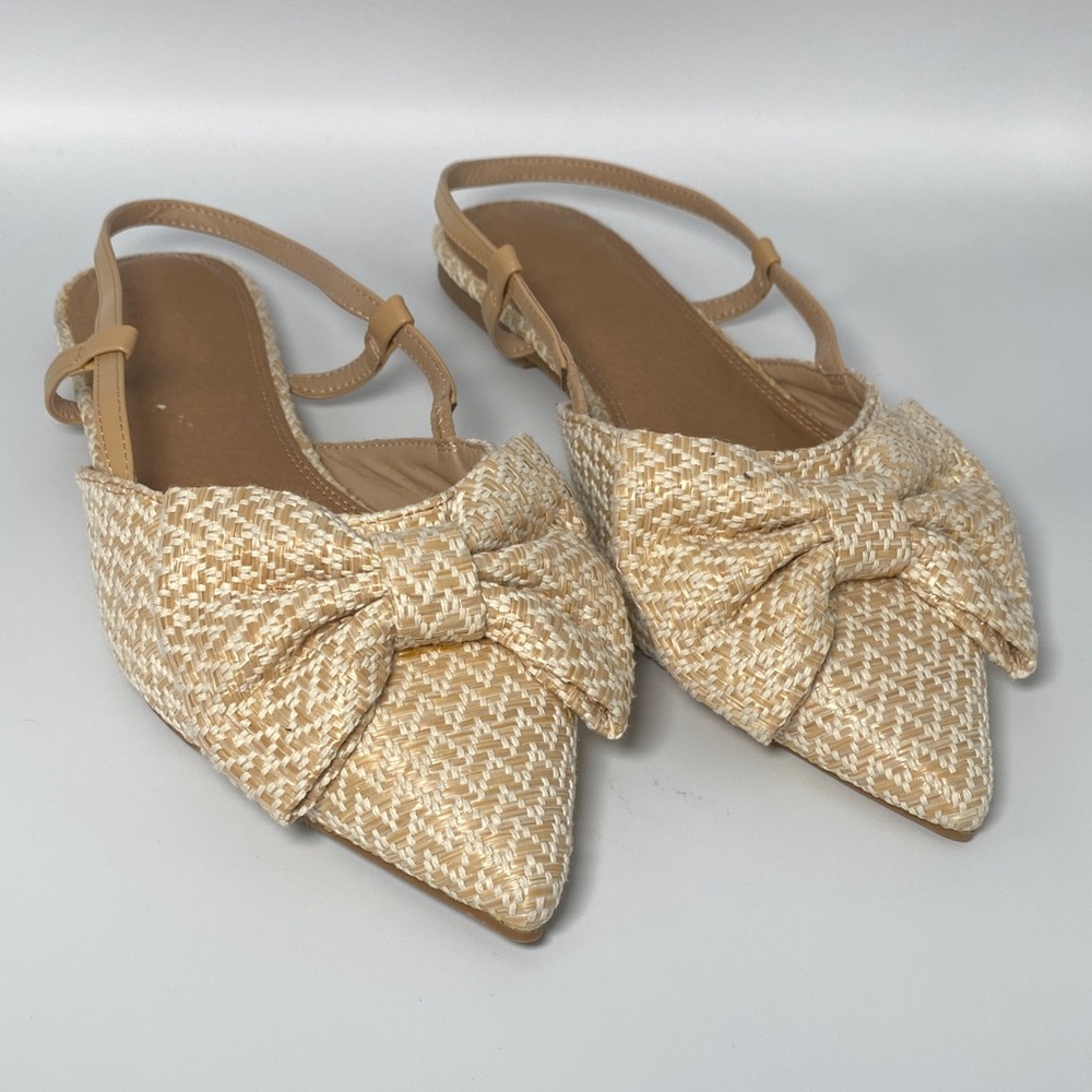 ASOS Beige and Tan Bow Flats - Picture 1 of 7